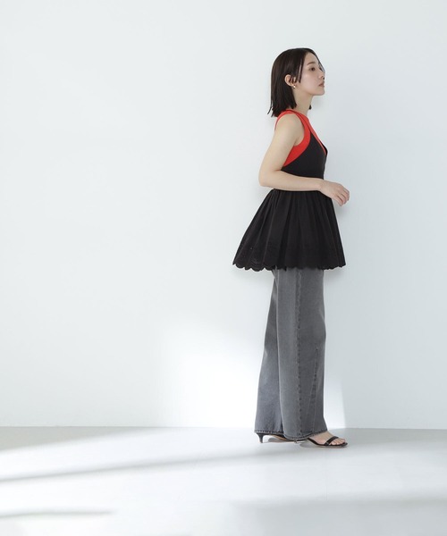 NATURAL BEAUTY BASIC（ナチュラルビューティーベーシック）の「◇バレルラインデニムパンツ（デニムパンツ・レディース・ブラック/ブルー・SMALL/MEDIUM）」の7枚目の写真