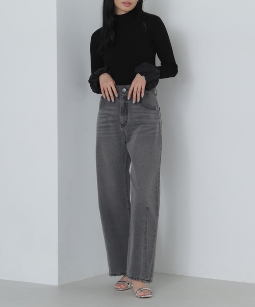 NATURAL BEAUTY BASIC（ナチュラルビューティーベーシック）の「◇バレルラインデニムパンツ（デニムパンツ・レディース・ブラック/ブルー・SMALL/MEDIUM）」の14枚目の写真