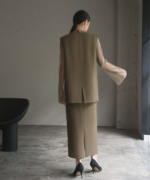 セール】チュールレイヤードトップス・タイトスカート セットアップ