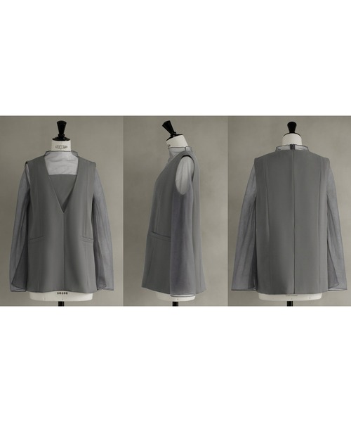 girl（ガール）の「チュールレイヤードトップス・タイトスカート セットアップ ロング 結婚式 ワンピース パーティードレス オケージョンドレス お呼ばれ 二次会 成人式 同窓会 謝恩会（ドレス・レディース・カーキ/チャコールグレー/ブラック・2L/S/M/L）」の19枚目の写真