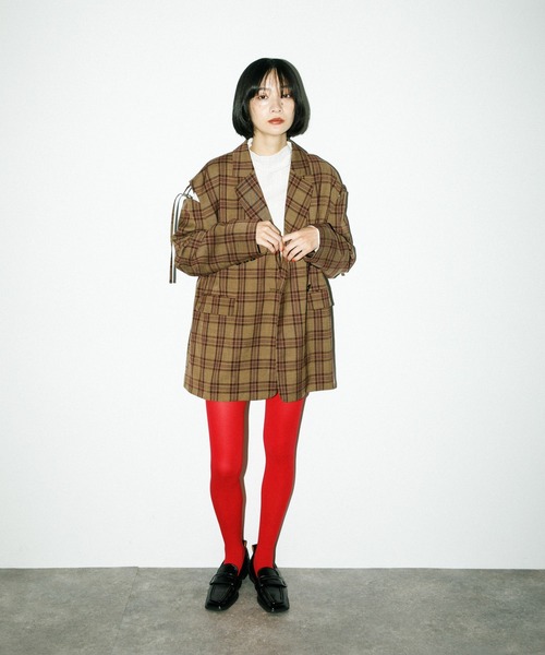 KBF（ケイビーエフ）の「リムーバルスリーブチェックジャケット（その他アウター・レディース・レッド系その他/グリーン系その他・ONE）」の9枚目の写真