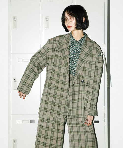 KBF（ケイビーエフ）の「リムーバルスリーブチェックジャケット（その他アウター・レディース・レッド系その他/グリーン系その他・ONE）」の12枚目の写真