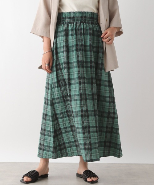 LEPSIM（レプシィム）の「チェックフレアスカート　129585（スカート・レディース・ホワイト×ブラック/グリーン・FREE）」の2枚目の写真