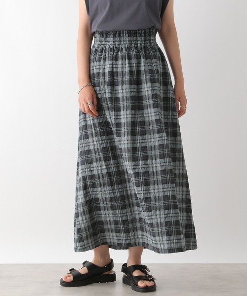 LEPSIM（レプシィム）の「チェックフレアスカート　129585（スカート・レディース・ホワイト×ブラック/グリーン・FREE）」の4枚目の写真