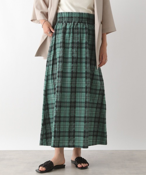 LEPSIM（レプシィム）の「チェックフレアスカート　129585（スカート・レディース・ホワイト×ブラック/グリーン・FREE）」の9枚目の写真
