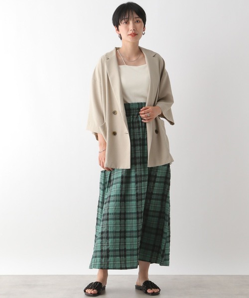 LEPSIM（レプシィム）の「チェックフレアスカート　129585（スカート・レディース・ホワイト×ブラック/グリーン・FREE）」の11枚目の写真