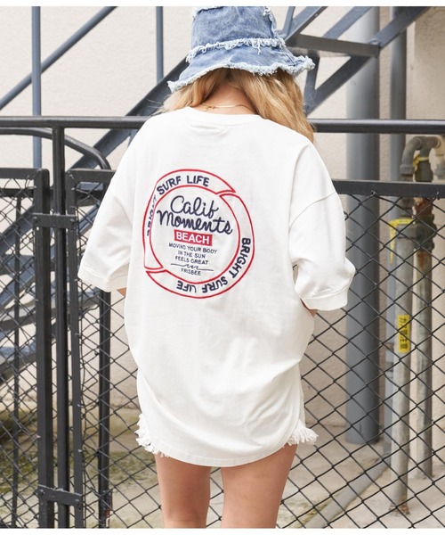 anap mimpi(アナップミンピ)の「サーフ サークル刺繍 コットン ビッグ Tシャツ 半袖(Tシャツ/カットソー・レディース・ダークグレー/オフホワイト・FREE)」の2枚目の写真