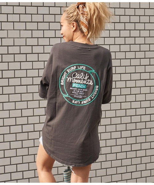 anap mimpi(アナップミンピ)の「サーフ サークル刺繍 コットン ビッグ Tシャツ 半袖(Tシャツ/カットソー・レディース・ダークグレー/オフホワイト・FREE)」の1枚目の写真