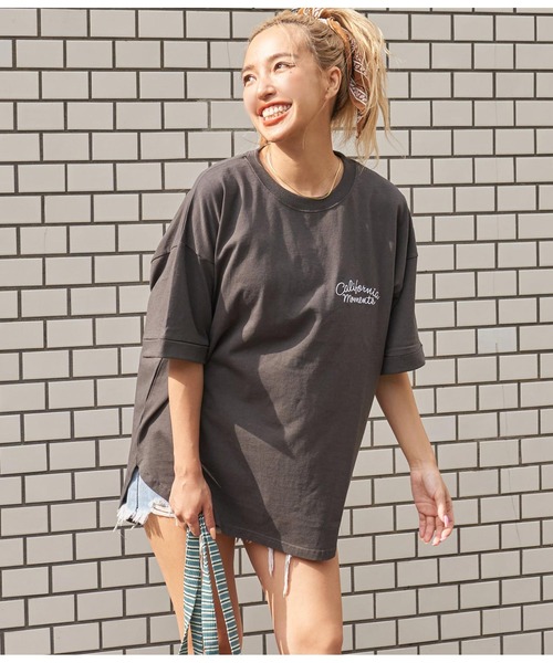 anap mimpi(アナップミンピ)の「サーフ サークル刺繍 コットン ビッグ Tシャツ 半袖(Tシャツ/カットソー・レディース・ダークグレー/オフホワイト・FREE)」の9枚目の写真