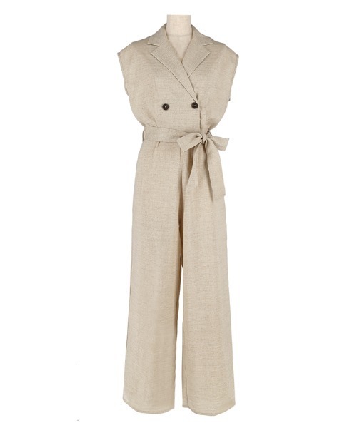 coca（coca）（コカ）の「【WEB限定セール】ウエストリボンリネンライクオールインワン（つなぎ/オールインワン・レディース・ブラック/ライトベージュ・M/L）」の16枚目の写真