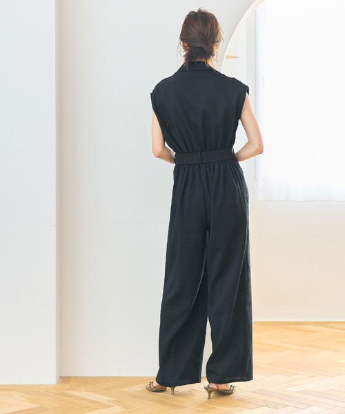 coca（coca）（コカ）の「【WEB限定セール】ウエストリボンリネンライクオールインワン（つなぎ/オールインワン・レディース・ブラック/ライトベージュ・M/L）」の8枚目の写真