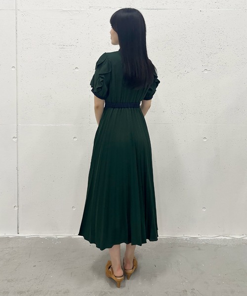 Cheek（チーク）の「フリルカラープリーツボウタイワンピース（ワンピース・レディース・グリーン/オフホワイト/サックスブルー・MEDIUM）」の17枚目の写真