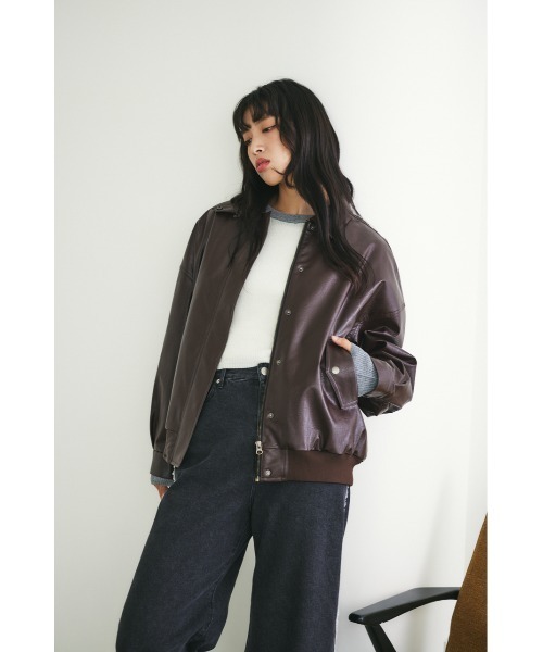 MIEL CRISHUNANT（ミエルクリシュナ）の「【お気に入り数4000人突破】ヴィンテージレザーライクブルゾン（ブルゾン・レディース・ブラック/ブラウン・FREE）」の22枚目の写真