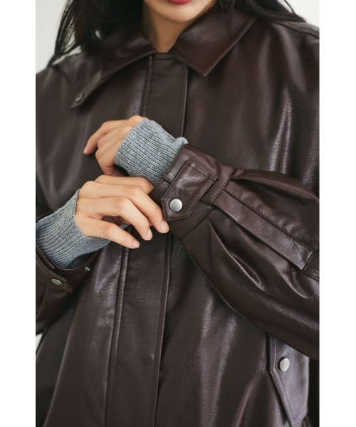 MIEL CRISHUNANT（ミエルクリシュナ）の「【お気に入り数4000人突破】ヴィンテージレザーライクブルゾン（ブルゾン・レディース・ブラック/ブラウン・FREE）」の16枚目の写真