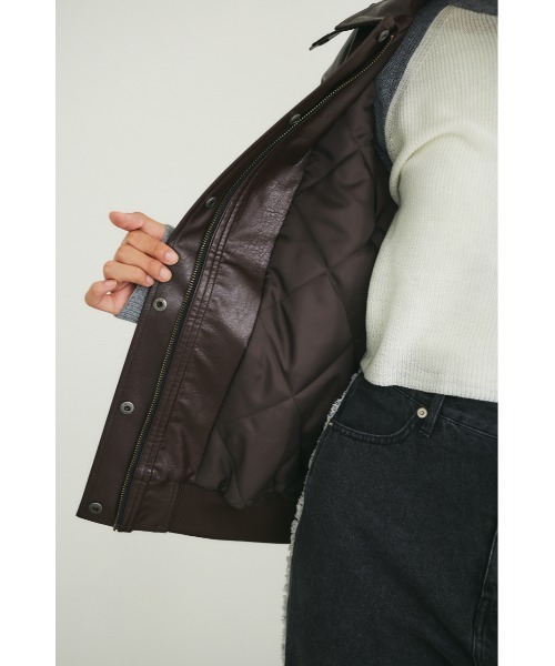 MIEL CRISHUNANT（ミエルクリシュナ）の「【お気に入り数4000人突破】ヴィンテージレザーライクブルゾン（ブルゾン・レディース・ブラック/ブラウン・FREE）」の15枚目の写真