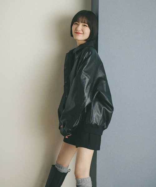 MIEL CRISHUNANT（ミエルクリシュナ）の「【お気に入り数4000人突破】ヴィンテージレザーライクブルゾン（ブルゾン・レディース・ブラック/ブラウン・FREE）」の10枚目の写真