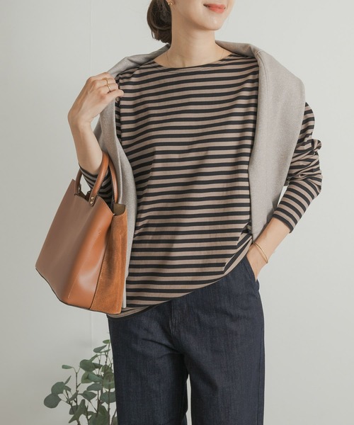 URBAN RESEARCH DOORS（アーバンリサーチドアーズ）の「ボーダーロングスリーブTシャツ（Tシャツ/カットソー・レディース・ブラック系その他/ブルー系その他/ベージュ系その他・MEDIUM）」の2枚目の写真