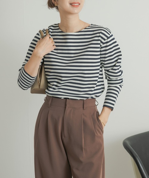 URBAN RESEARCH DOORS（アーバンリサーチドアーズ）の「ボーダーロングスリーブTシャツ（Tシャツ/カットソー・レディース・ブラック系その他/ブルー系その他/ベージュ系その他・MEDIUM）」の7枚目の写真