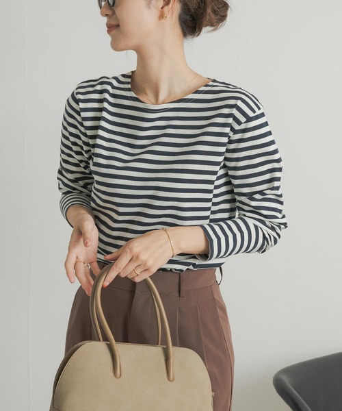 URBAN RESEARCH DOORS（アーバンリサーチドアーズ）の「ボーダーロングスリーブTシャツ（Tシャツ/カットソー・レディース・ブラック系その他/ブルー系その他/ベージュ系その他・MEDIUM）」の9枚目の写真