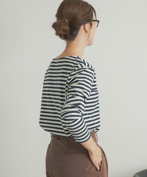 URBAN RESEARCH DOORS（アーバンリサーチドアーズ）の「ボーダーロングスリーブTシャツ（Tシャツ/カットソー・レディース・ブラック系その他/ブルー系その他/ベージュ系その他・MEDIUM）」の10枚目の写真