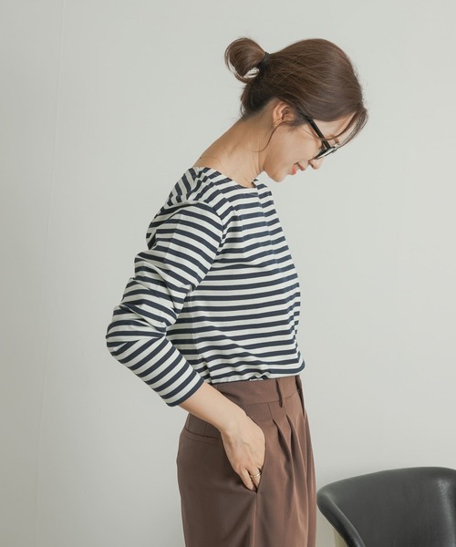 URBAN RESEARCH DOORS（アーバンリサーチドアーズ）の「ボーダーロングスリーブTシャツ（Tシャツ/カットソー・レディース・ブラック系その他/ブルー系その他/ベージュ系その他・MEDIUM）」の12枚目の写真