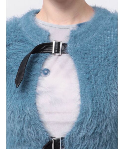 jouetie（ジュエティ）の「シャギーニットベルトカーディガン（カーディガン/ボレロ・レディース・グレー/ブルー/アイボリー・MEDIUM）」の4枚目の写真