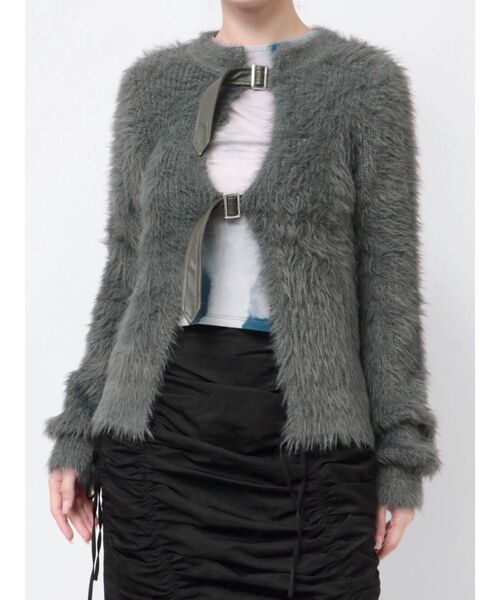 jouetie（ジュエティ）の「シャギーニットベルトカーディガン（カーディガン/ボレロ・レディース・グレー/ブルー/アイボリー・MEDIUM）」の2枚目の写真