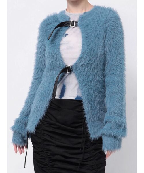 jouetie（ジュエティ）の「シャギーニットベルトカーディガン（カーディガン/ボレロ・レディース・グレー/ブルー/アイボリー・MEDIUM）」の3枚目の写真