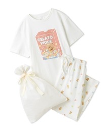 gelato pique（ジェラートピケ）の「【ラッピング済み】シリアルベアワンポイントTシャツ&ロングパンツSET（ルームウェア/パジャマ）」