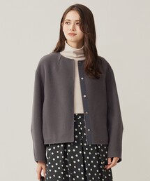 美品 自由区 ソフトタフタ 春ブルゾン コート グレイスメモリータフタベルト付ショートコート｜KarLParkLane