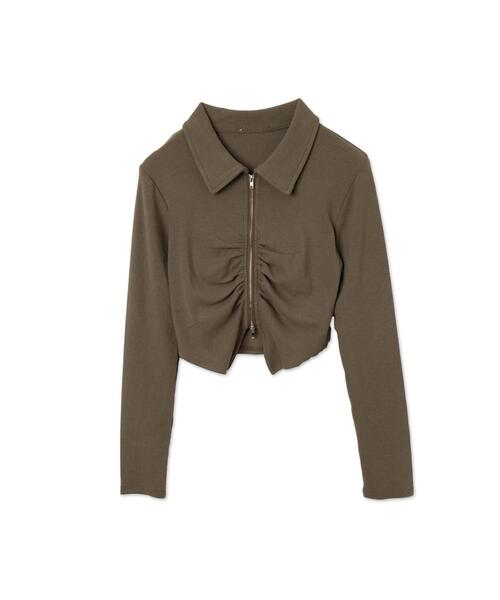 dispark（ディスパーク）の「DISPARK/フロントギャザーWジップロンT（Tシャツ/カットソー・レディース・ブラック/カーキ・FREE）」の15枚目の写真