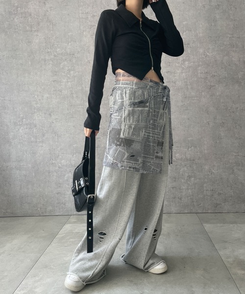 dispark（ディスパーク）の「DISPARK/フロントギャザーWジップロンT（Tシャツ/カットソー・レディース・ブラック/カーキ・FREE）」の14枚目の写真