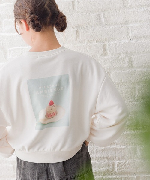 GLOBAL WORK(グローバルワーク)の「乾きやすい/ショートスウェット/115752(スウェット・キッズ・グレイッシュベージュ/ホワイト系5/グレー系9/ホワイト系8/ネイビー/ホワイト系6/グレー系8/グレー系6/ホワイト系7/オートミール・160cm/120cm/130cm/140cm/150cm)」の4枚目の写真