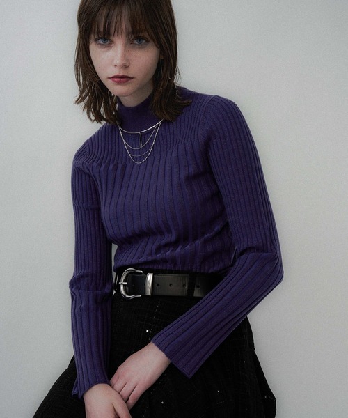 HARE（ハレ）の「ラメランダムリブニット(HARE)（ニット/セーター・レディース・ブルー/ボルドー/ネイビー/イエロー/パープル/ブラック/グリーン/ホワイト/オレンジ/イエロー系その他/パープル系その他/ネイビー系2・FREE）」の17枚目の写真