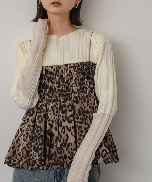 SENSE OF PLACE by URBAN RESEARCH（センスオブプレイスバイアーバンリサーチ）の「シャーリングバルーンビスチェ（ベスト・レディース・ブラック/ベージュ/レッド/アニマル・ONE）」の4枚目の写真