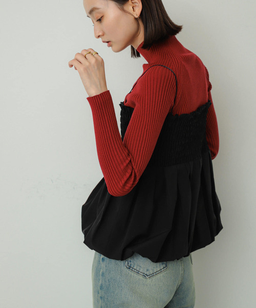 SENSE OF PLACE by URBAN RESEARCH（センスオブプレイスバイアーバンリサーチ）の「シャーリングバルーンビスチェ（ベスト・レディース・ブラック/ベージュ/レッド/アニマル・ONE）」の12枚目の写真