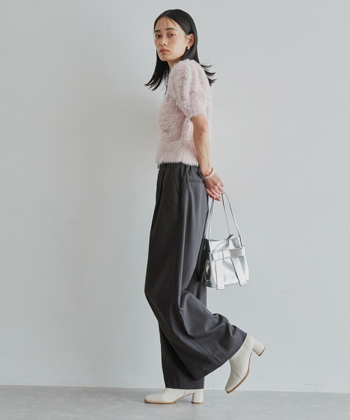 VIS（ビス）の「【セットアップ対応】ハイウエストワイドパンツ【洗える】（スラックス・レディース・チャコールグレー/ダークブラウン/ベージュ系その他・SS/S/M/L）」の15枚目の写真