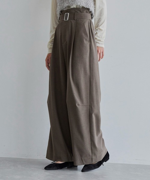 VIS（ビス）の「【セットアップ対応】ハイウエストワイドパンツ【洗える】（スラックス・レディース・チャコールグレー/ダークブラウン/ベージュ系その他・SS/S/M/L）」の13枚目の写真