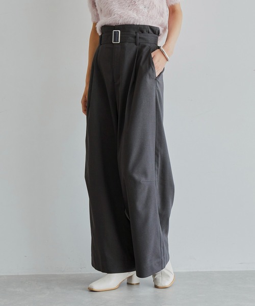 VIS（ビス）の「【セットアップ対応】ハイウエストワイドパンツ【洗える】（スラックス・レディース・チャコールグレー/ダークブラウン/ベージュ系その他・SS/S/M/L）」の11枚目の写真