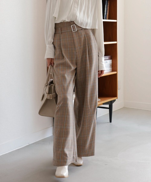 VIS（ビス）の「【セットアップ対応】ハイウエストワイドパンツ【洗える】（スラックス・レディース・チャコールグレー/ダークブラウン/ベージュ系その他・SS/S/M/L）」の18枚目の写真