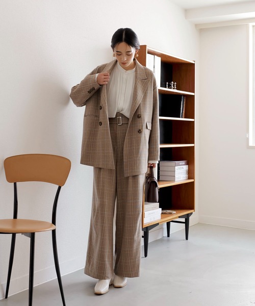 VIS（ビス）の「【セットアップ対応】ハイウエストワイドパンツ【洗える】（スラックス・レディース・チャコールグレー/ダークブラウン/ベージュ系その他・SS/S/M/L）」の19枚目の写真