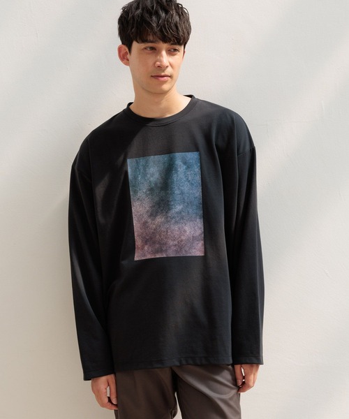 Photocopie アートプリント長袖Tシャツ ARCADE tシャツ メンズ 長袖 フォトプリント ロンT 長袖Tシャツ