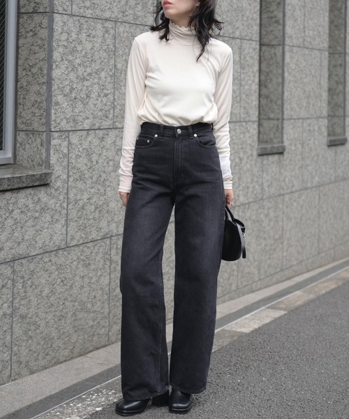 ＆HALF（アンドハーフ）の「チュール切替リブカットソー【シアートップス】（Tシャツ/カットソー・レディース・レッド/オフホワイト/グレー/ブラック・M/L）」の7枚目の写真