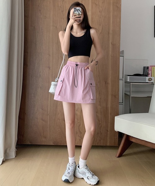 Miniministore(ミニミニストア)の「カーゴスカート ハイウエストミニスカート(スカート・レディース・ベージュ/ピンク/ブラック/ブルーグレー/アイボリー・L/XL/M)」の22枚目の写真