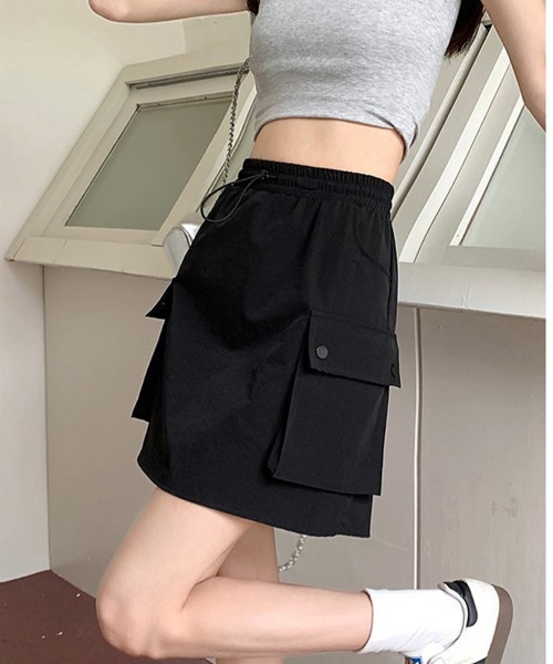 Miniministore(ミニミニストア)の「カーゴスカート ハイウエストミニスカート(スカート・レディース・ベージュ/ピンク/ブラック/ブルーグレー/アイボリー・L/XL/M)」の7枚目の写真