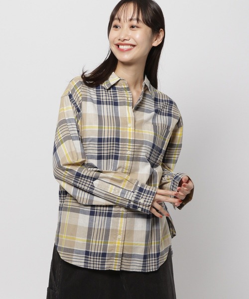 niko and...（ニコアンド）の「40ビエラレピアチェックシャツ（シャツ/ブラウス・レディース・オフホワイト/グレー/ベージュ/ネイビー/パープル/グリーン/ライトグレー/ブラウン・BIG(L)/MEDIUM）」の5枚目の写真