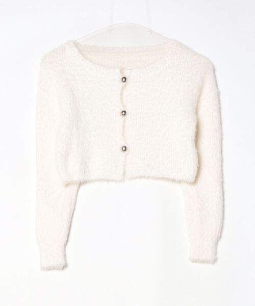TITTY&CO.(ティティーアンドコー)の「フェザーニットカーディガン(カーディガン/ボレロ・レディース・ベージュ/アイボリー/ブラック・FREE)」の1枚目の写真
