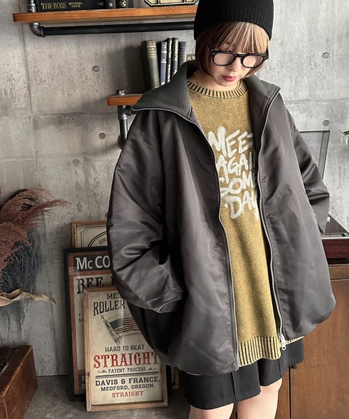 apres jour mignon(アプレジュールミニョン)の「バルーン中綿ブルゾン(ブルゾン・レディース・ブラック/グレイッシュベージュ/カーキ/チャコールグレー/ベージュ/ダークブラウン・X-LARGE/フリー)」の11枚目の写真