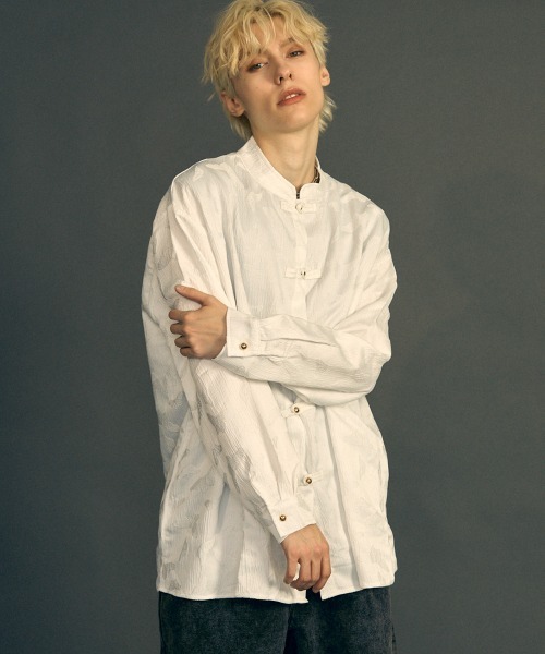 Shoowtime（ショウタイム）の「ビッグシルエットロングスリーブチャイナシャツ（シャツ/ブラウス・メンズ・ホワイト/ブラック・MEDIUM/LARGE/X-LARGE）」の5枚目の写真