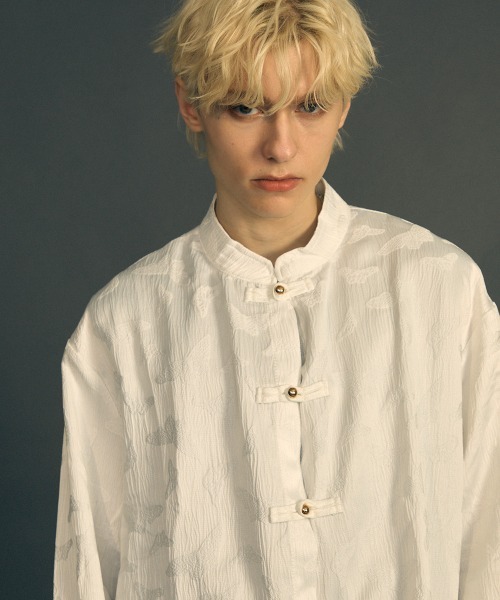 Shoowtime（ショウタイム）の「ビッグシルエットロングスリーブチャイナシャツ（シャツ/ブラウス・メンズ・ホワイト/ブラック・MEDIUM/LARGE/X-LARGE）」の10枚目の写真